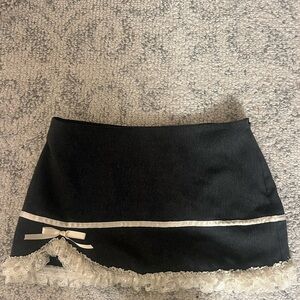 Elegant Black and White Lace Trim Skirt